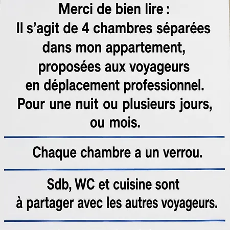 Проживание в семье Chez Particulier A Petit Prix Centre Gare A 20 Min A Pieds